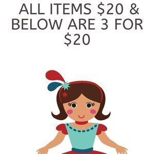 Bundle 3 items that are priced $20
Not over 5 pounds